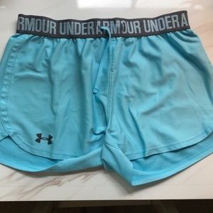 Baby blue underarmour shorts